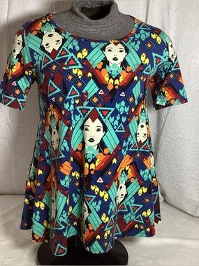 LuLaRoe Woman’s XS Irma Disney Pocahontas Blue Pullover Top